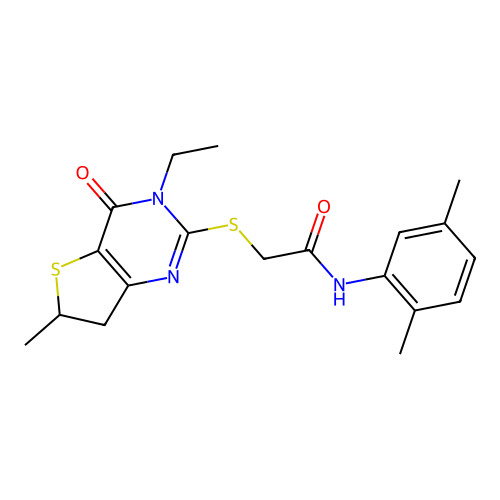N-(2,5-dimethylphenyl)-2-({3-ethyl-6-methyl-4-oxo-3H,4H,6H,7H-thieno[3,2-d]pyrimidin-2-yl}sulfanyl)acetamide structure