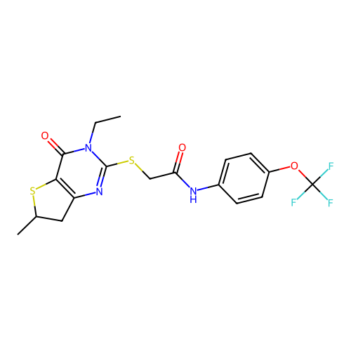 2-({3-ethyl-6-methyl-4-oxo-3H,4H,6H,7H-thieno[3,2-d]pyrimidin-2-yl}sulfanyl)-N-[4-(trifluoromethoxy)phenyl]acetamide structure