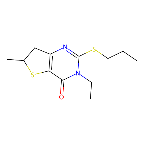 3-ethyl-6-methyl-2-(propylthio)-6,7-dihydrothieno[3,2-d]pyrimidin-4(3H)-one structure