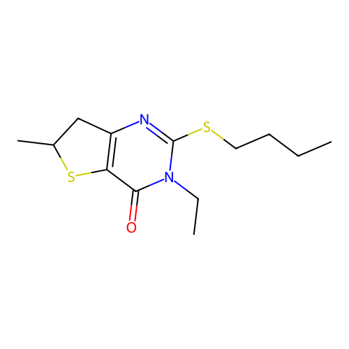 2-Butylsulfanyl-3-ethyl-6-methyl-6,7-dihydrothieno[3,2-d]pyrimidin-4-one structure