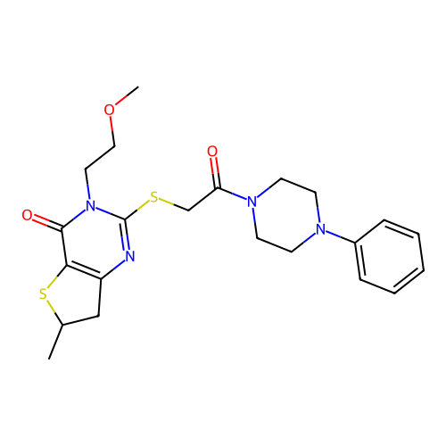 3-(2-methoxyethyl)-6-methyl-2-{[2-oxo-2-(4-phenylpiperazin-1-yl)ethyl]sulfanyl}-3H,4H,6H,7H-thieno[3,2-d]pyrimidin-4-one structure