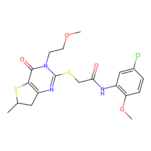 N-(5-chloro-2-methoxyphenyl)-2-[[3-(2-methoxyethyl)-6-methyl-4-oxo-6,7-dihydrothieno[3,2-d]pyrimidin-2-yl]sulfanyl]acetamide structure