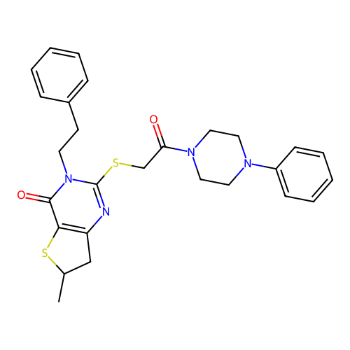 6-methyl-2-((2-oxo-2-(4-phenylpiperazin-1-yl)ethyl)thio)-3-phenethyl-6,7-dihydrothieno[3,2-d]pyrimidin-4(3H)-one structure