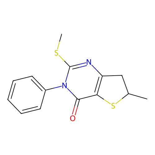 6-methyl-2-(methylthio)-3-phenyl-6,7-dihydrothieno[3,2-d]pyrimidin-4(3H)-one structure