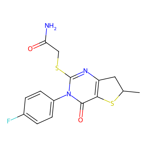2-{[3-(4-fluorophenyl)-6-methyl-4-oxo-3H,4H,6H,7H-thieno[3,2-d]pyrimidin-2-yl]sulfanyl}acetamide structure