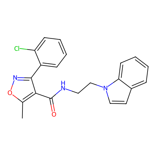 N-(2-(1H-indol-1-yl)ethyl)-3-(2-chlorophenyl)-5-methylisoxazole-4-carboxamide structure