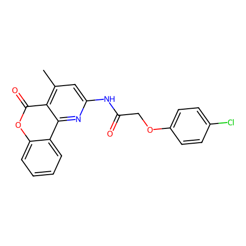 2-(4-chlorophenoxy)-N-{4-methyl-5-oxo-5H-chromeno[4,3-b]pyridin-2-yl}acetamide structure