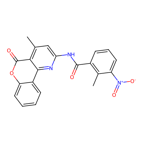 2-methyl-N-(4-methyl-5-oxo-5H-chromeno[4,3-b]pyridin-2-yl)-3-nitrobenzamide structure