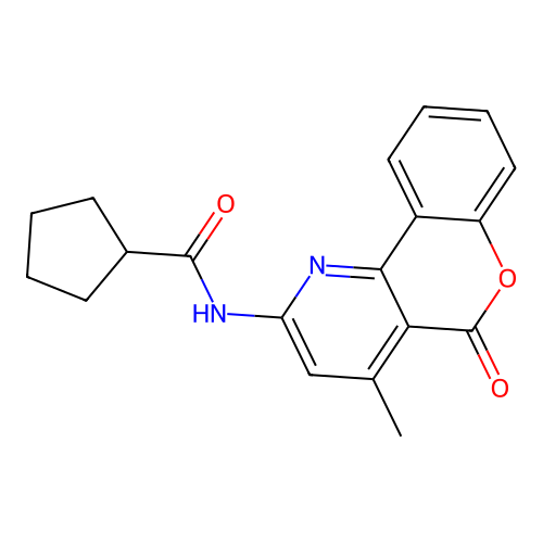 N-(4-methyl-5-oxo-5H-chromeno[4,3-b]pyridin-2-yl)cyclopentanecarboxamide structure