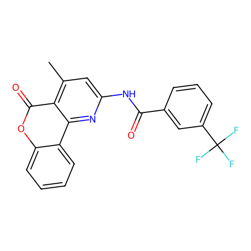 N-(4-methyl-5-oxo-5H-chromeno[4,3-b]pyridin-2-yl)-3-(trifluoromethyl)benzamide structure