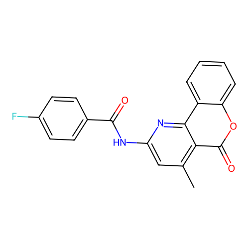 4-fluoro-N-(4-methyl-5-oxo-5H-chromeno[4,3-b]pyridin-2-yl)benzamide structure