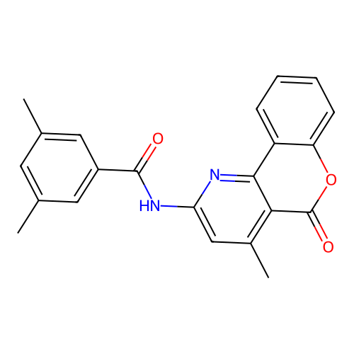 3,5-dimethyl-N-{4-methyl-5-oxo-5H-chromeno[4,3-b]pyridin-2-yl}benzamide structure