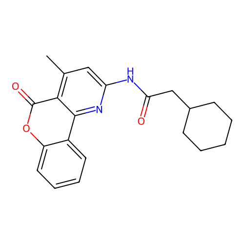 2-cyclohexyl-N-(4-methyl-5-oxochromeno[4,3-b]pyridin-2-yl)acetamide structure