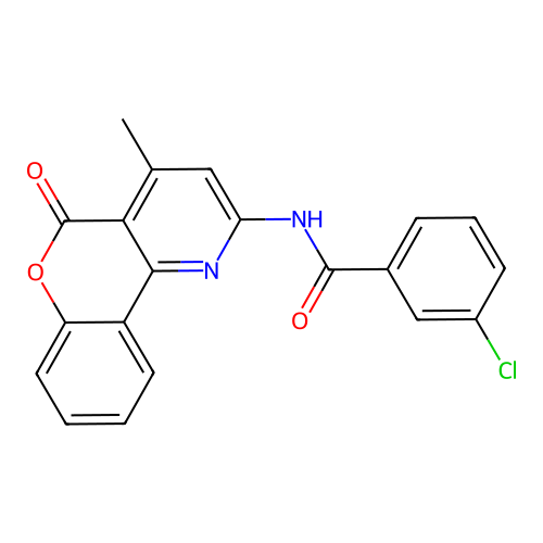 3-chloro-N-(4-methyl-5-oxo-5H-chromeno[4,3-b]pyridin-2-yl)benzamide structure
