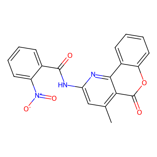 N-{4-methyl-5-oxo-5H-chromeno[4,3-b]pyridin-2-yl}-2-nitrobenzamide structure