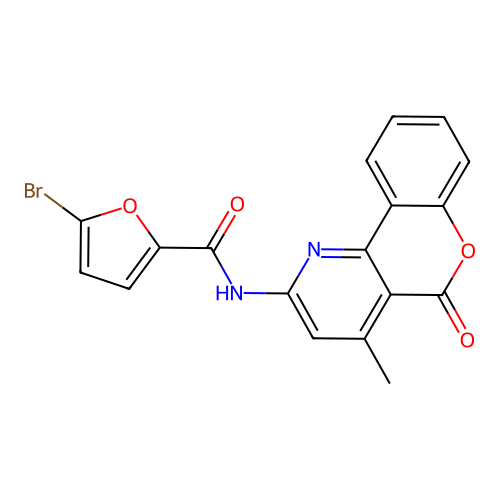 5-bromo-N-(4-methyl-5-oxochromeno[4,3-b]pyridin-2-yl)furan-2-carboxamide structure