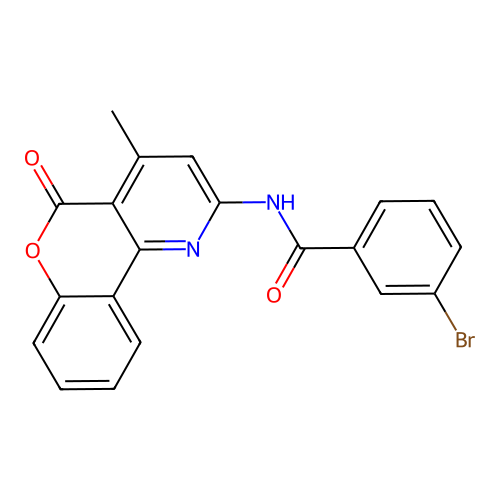 3-bromo-N-(4-methyl-5-oxochromeno[4,3-b]pyridin-2-yl)benzamide structure