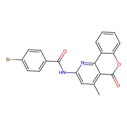 4-bromo-N-{4-methyl-5-oxo-5H-chromeno[4,3-b]pyridin-2-yl}benzamide structure