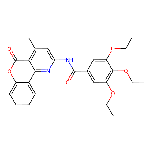 3,4,5-triethoxy-N-(4-methyl-5-oxo-5H-chromeno[4,3-b]pyridin-2-yl)benzamide structure