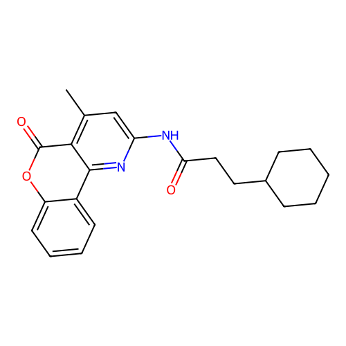 3-cyclohexyl-N-(4-methyl-5-oxo-5H-chromeno[4,3-b]pyridin-2-yl)propanamide structure