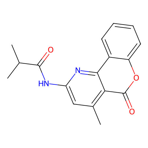N-(4-methyl-5-oxo-5H-chromeno[4,3-b]pyridin-2-yl)isobutyramide structure