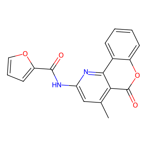 N-(4-methyl-5-oxo-5H-chromeno[4,3-b]pyridin-2-yl)furan-2-carboxamide structure