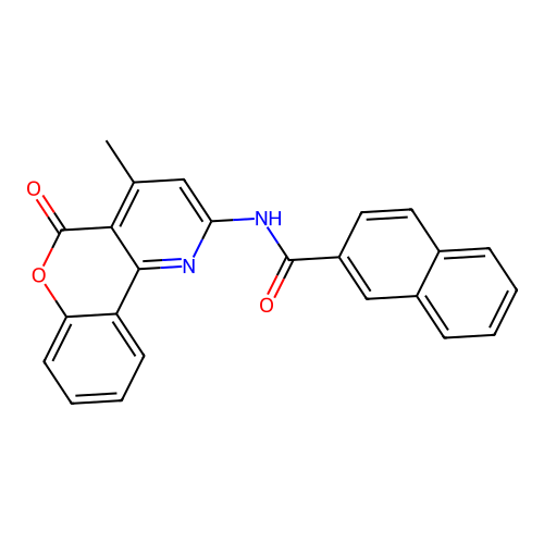 N-(4-methyl-5-oxochromeno[4,3-b]pyridin-2-yl)naphthalene-2-carboxamide structure
