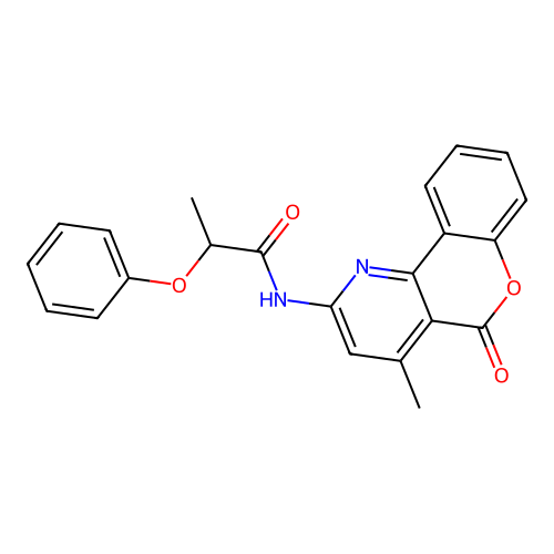 N-(4-methyl-5-oxochromeno[4,3-b]pyridin-2-yl)-2-phenoxypropanamide structure