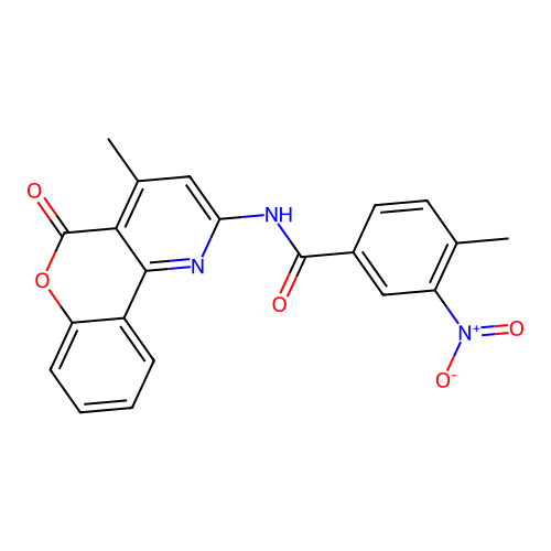 4-methyl-N-(4-methyl-5-oxo-5H-chromeno[4,3-b]pyridin-2-yl)-3-nitrobenzamide structure