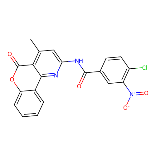 4-chloro-N-(4-methyl-5-oxo-5H-chromeno[4,3-b]pyridin-2-yl)-3-nitrobenzamide structure