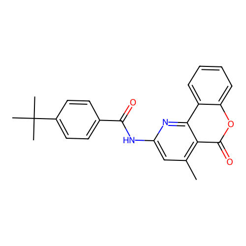 4-(tert-butyl)-N-(4-methyl-5-oxo-5H-chromeno[4,3-b]pyridin-2-yl)benzamide structure