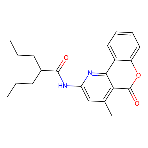 N-{4-methyl-5-oxo-5H-chromeno[4,3-b]pyridin-2-yl}-2-propylpentanamide structure