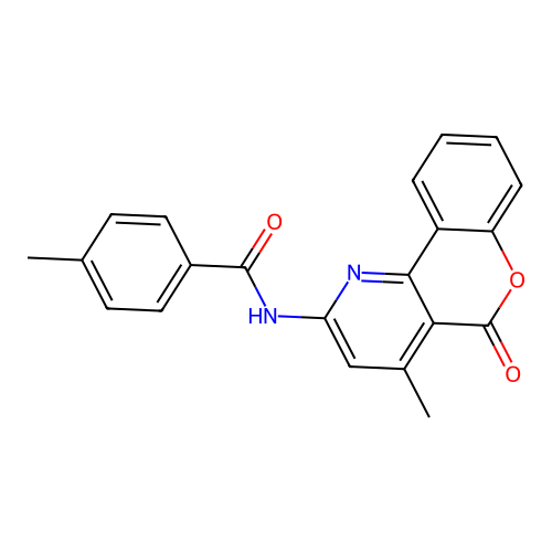 4-methyl-N-(4-methyl-5-oxo-5H-chromeno[4,3-b]pyridin-2-yl)benzamide structure