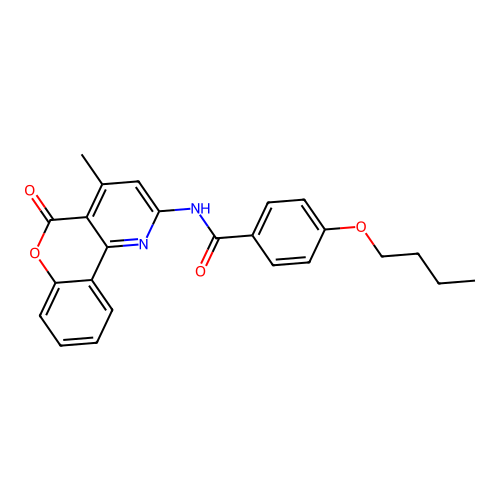 4-butoxy-N-(4-methyl-5-oxo-5H-chromeno[4,3-b]pyridin-2-yl)benzamide structure