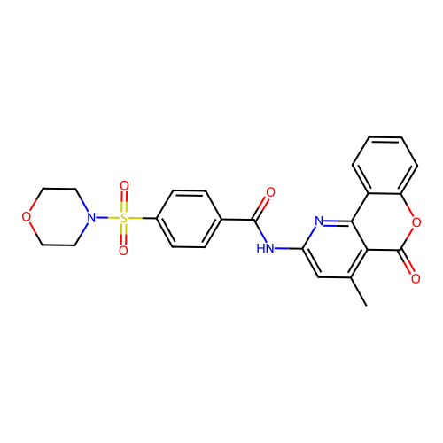 N-(4-methyl-5-oxochromeno[4,3-b]pyridin-2-yl)-4-morpholin-4-ylsulfonylbenzamide structure