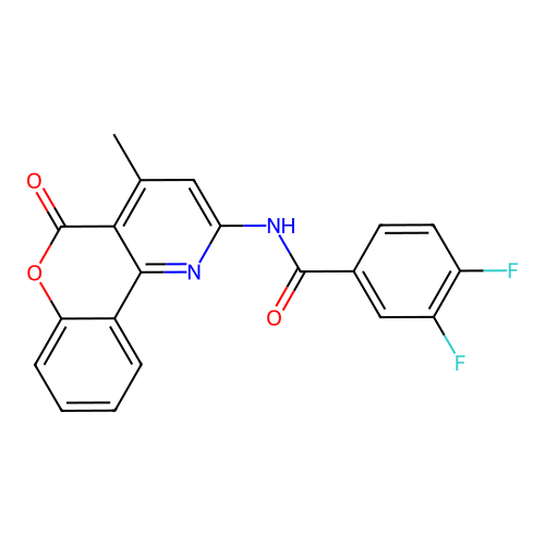 3,4-difluoro-N-{4-methyl-5-oxo-5H-chromeno[4,3-b]pyridin-2-yl}benzamide structure