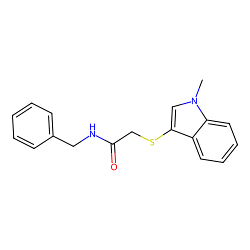 N-benzyl-2-(1-methylindol-3-yl)sulfanylacetamide structure