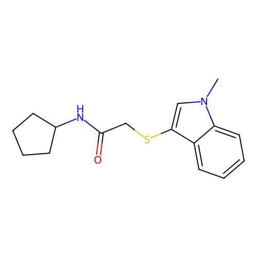 N-cyclopentyl-2-(1-methylindol-3-yl)sulfanylacetamide structure