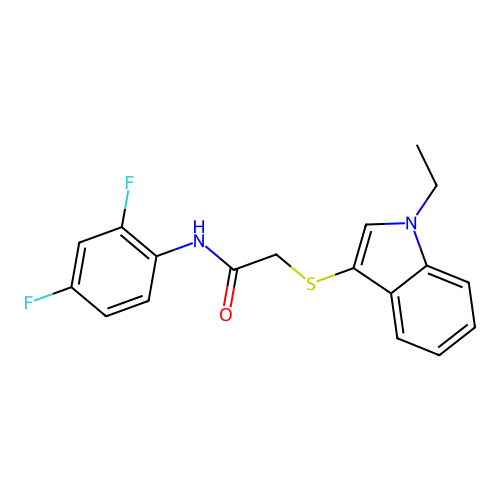 N-(2,4-difluorophenyl)-2-((1-ethyl-1H-indol-3-yl)thio)acetamide structure