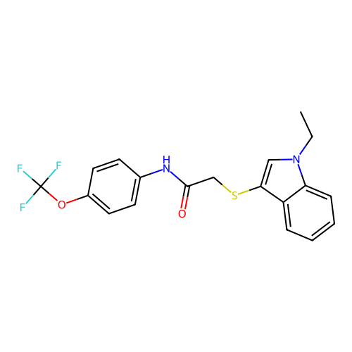 2-((1-ethyl-1H-indol-3-yl)thio)-N-(4-(trifluoromethoxy)phenyl)acetamide structure