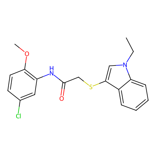 N-(5-chloro-2-methoxyphenyl)-2-((1-ethyl-1H-indol-3-yl)thio)acetamide structure