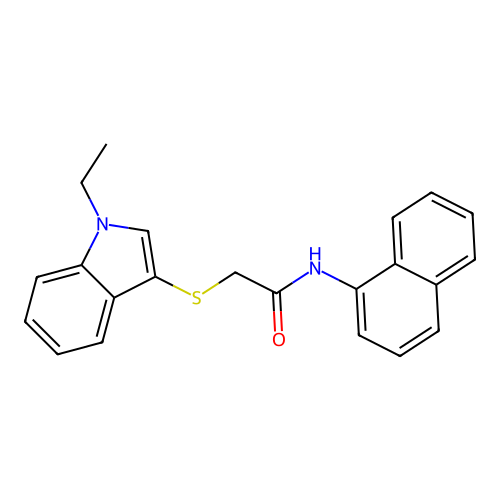 2-(1-ethylindol-3-yl)sulfanyl-N-naphthalen-1-ylacetamide structure