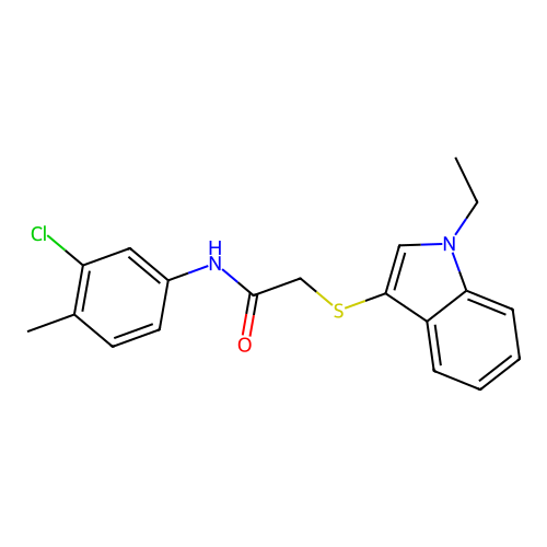 N-(3-chloro-4-methylphenyl)-2-((1-ethyl-1H-indol-3-yl)thio)acetamide structure