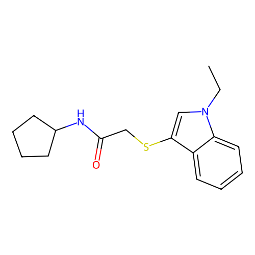 N-cyclopentyl-2-((1-ethyl-1H-indol-3-yl)thio)acetamide structure