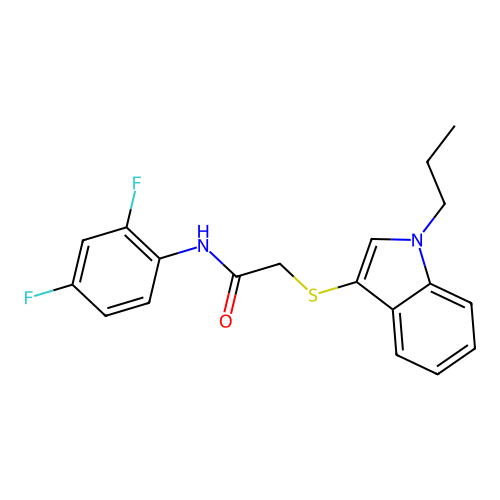 N-(2,4-difluorophenyl)-2-((1-propyl-1H-indol-3-yl)thio)acetamide structure