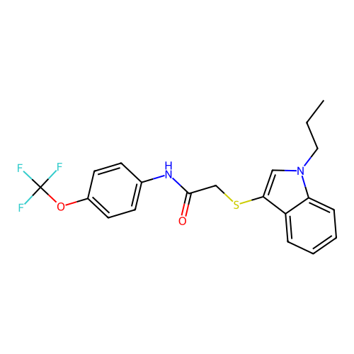 2-(1-propylindol-3-yl)sulfanyl-N-[4-(trifluoromethoxy)phenyl]acetamide structure