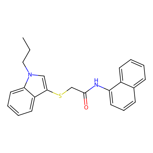N-(naphthalen-1-yl)-2-((1-propyl-1H-indol-3-yl)thio)acetamide structure