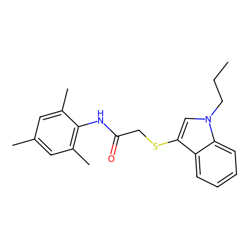 N-mesityl-2-((1-propyl-1H-indol-3-yl)thio)acetamide structure