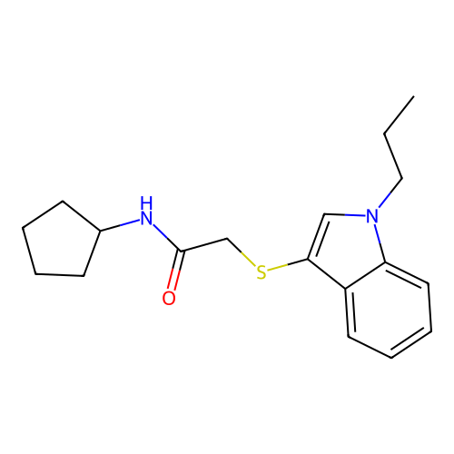 N-cyclopentyl-2-(1-propylindol-3-yl)sulfanylacetamide structure