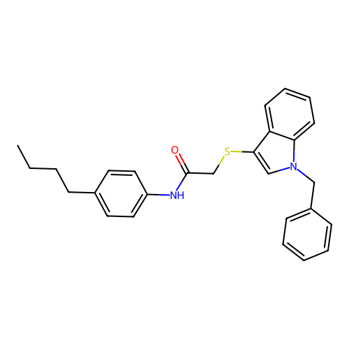 2-(1-benzylindol-3-yl)sulfanyl-N-(4-butylphenyl)acetamide structure